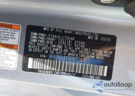 2016 Scion Fr-S из США, поврежденный, VIN JF1ZNAA19G8704463